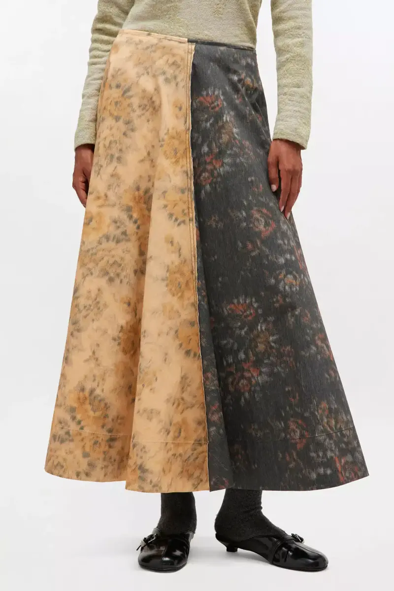 Black and Beige Floral Skirt