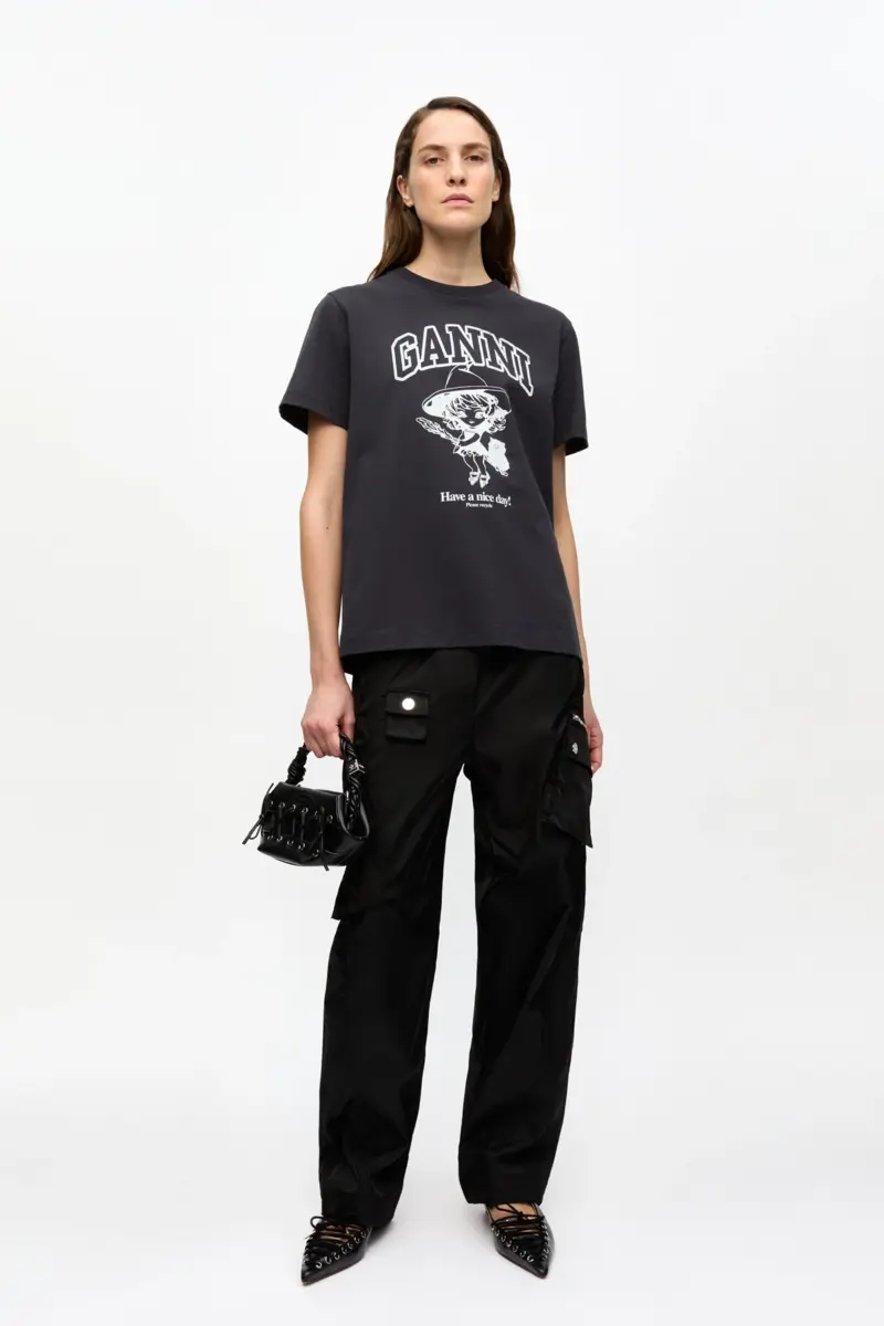 Black Basic Cotton Witch Relaxed T-shirt