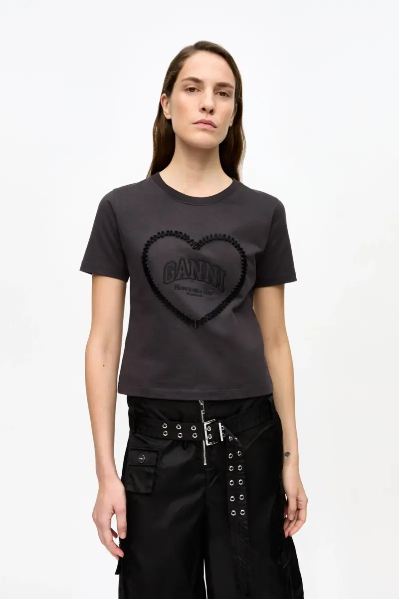 Black Cropped Heart T-Shirt