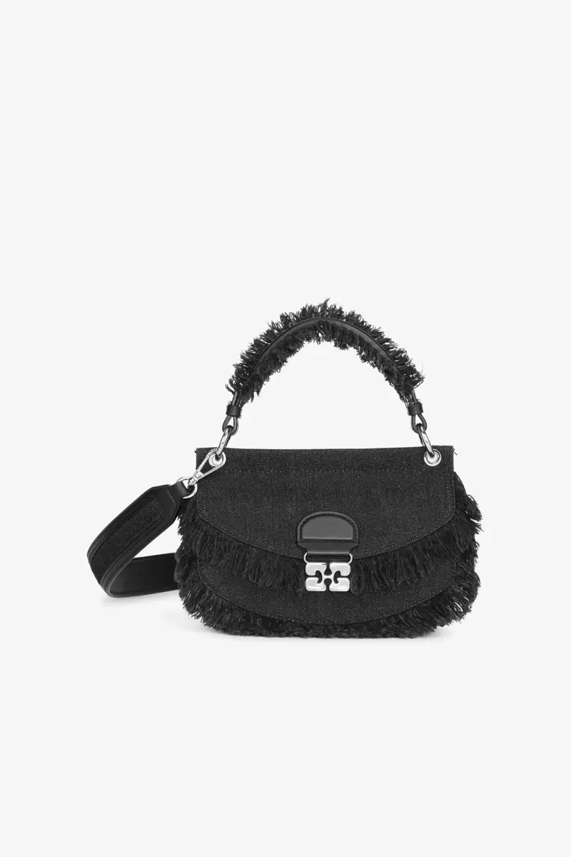 Black Denim Mini Top Handle Apo-G Bag