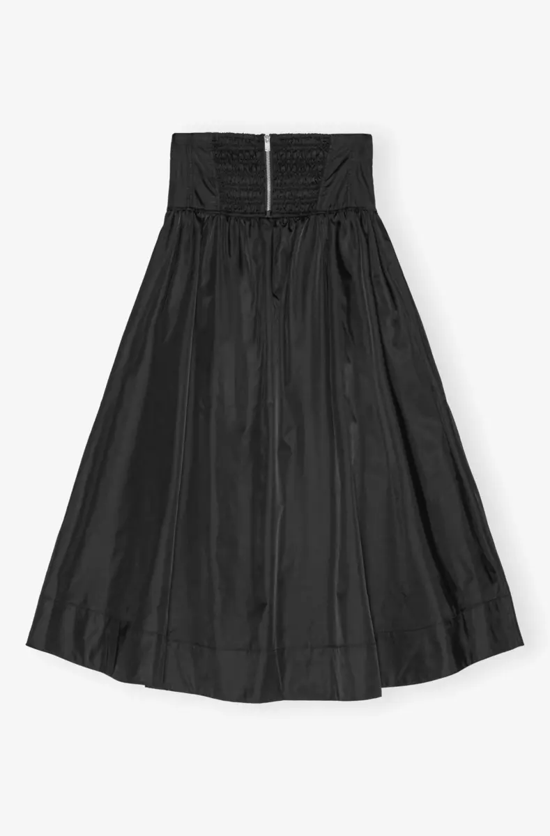 Black Duchesse Nylon Long Pocket Skirt Black Duchesse Nylon Long Pocket Skirt