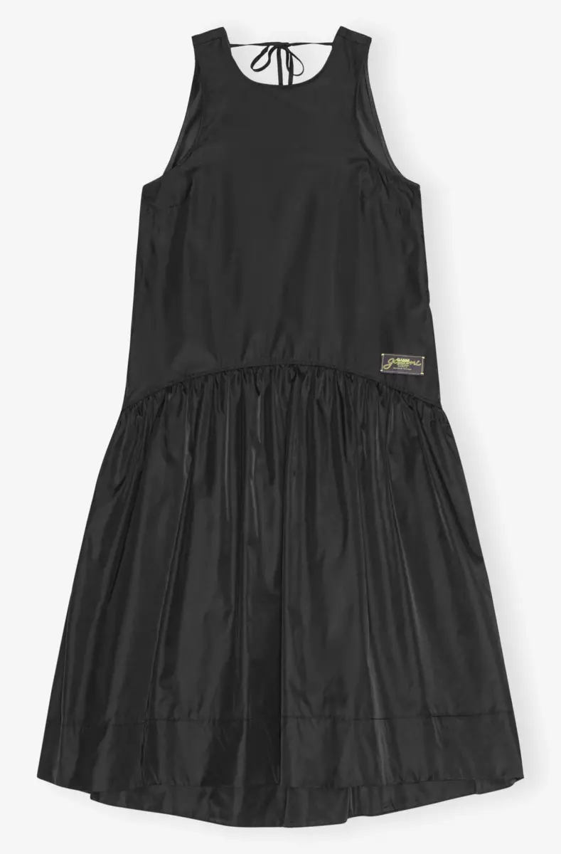 Black Duchesse Nylon Midi Dress Black Duchesse Nylon Midi Dress