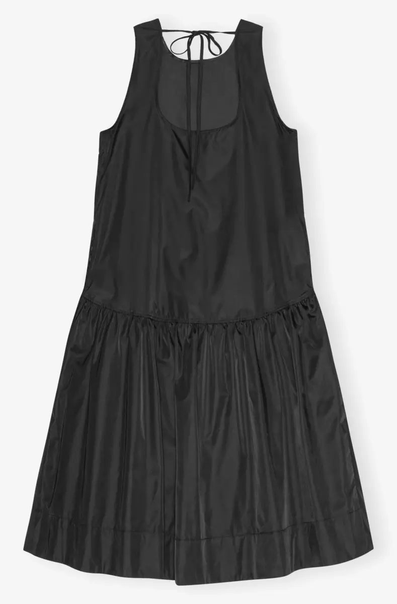 Black Duchesse Nylon Midi Dress Black Duchesse Nylon Midi Dress