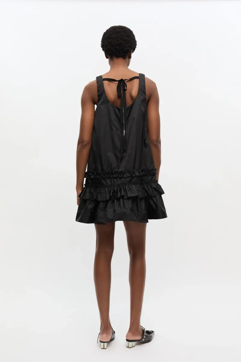 Black Duchesse Nylon Mini Dress