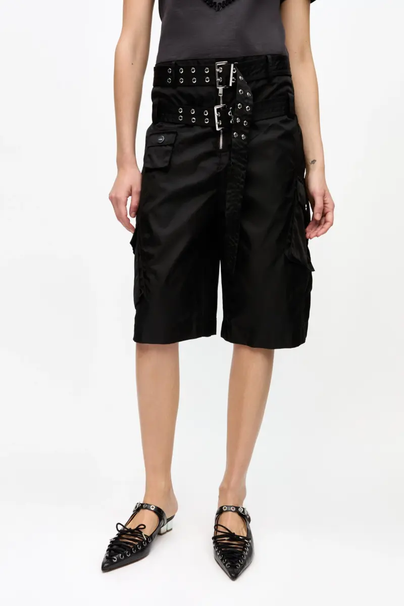 Black Duchesse Nylon Pocket Shorts
