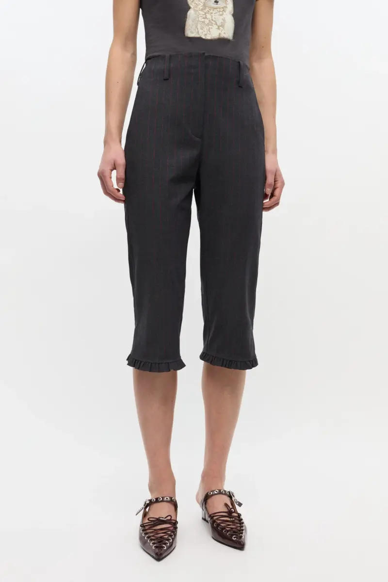 Black Pinstripe Capri Trousers