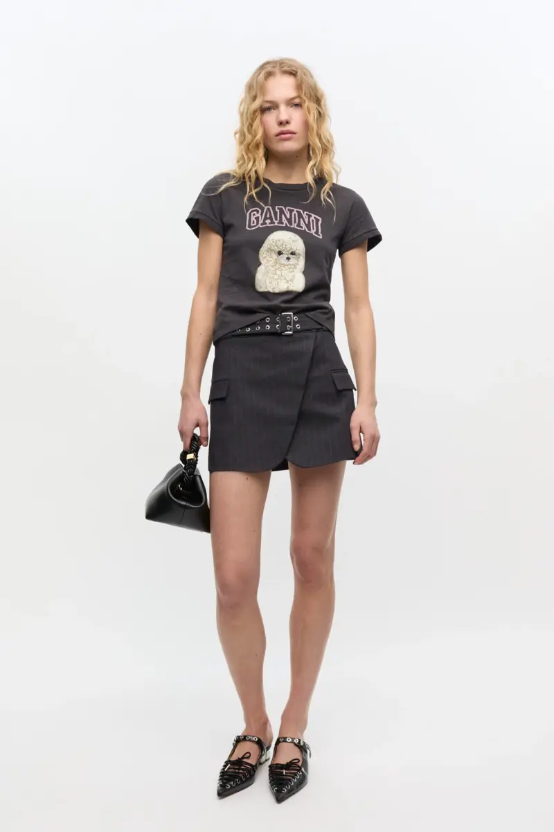 Black Pinstripe Mini Skirt