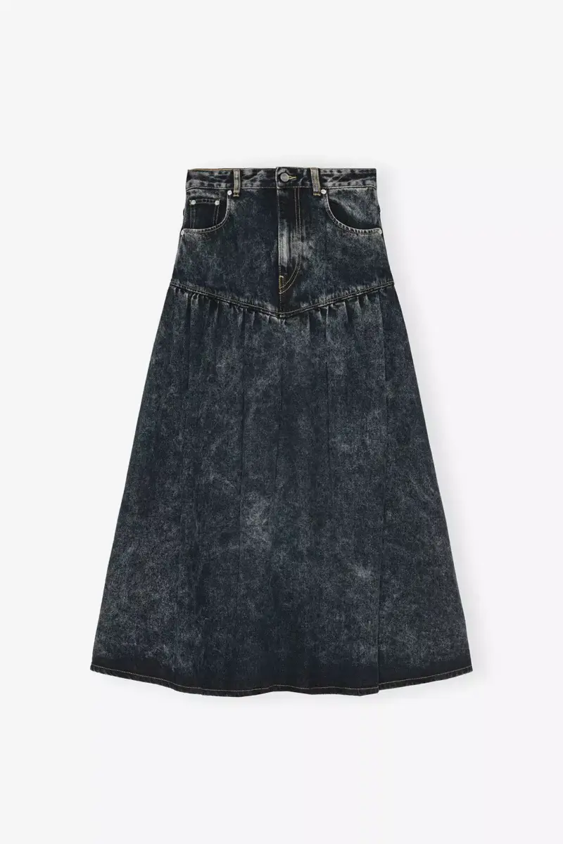 Black Washed Denim Skirt