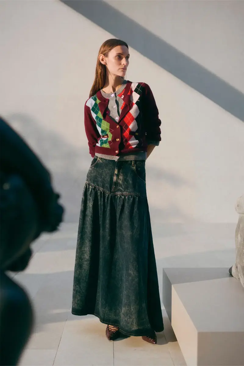 Black Washed Denim Skirt