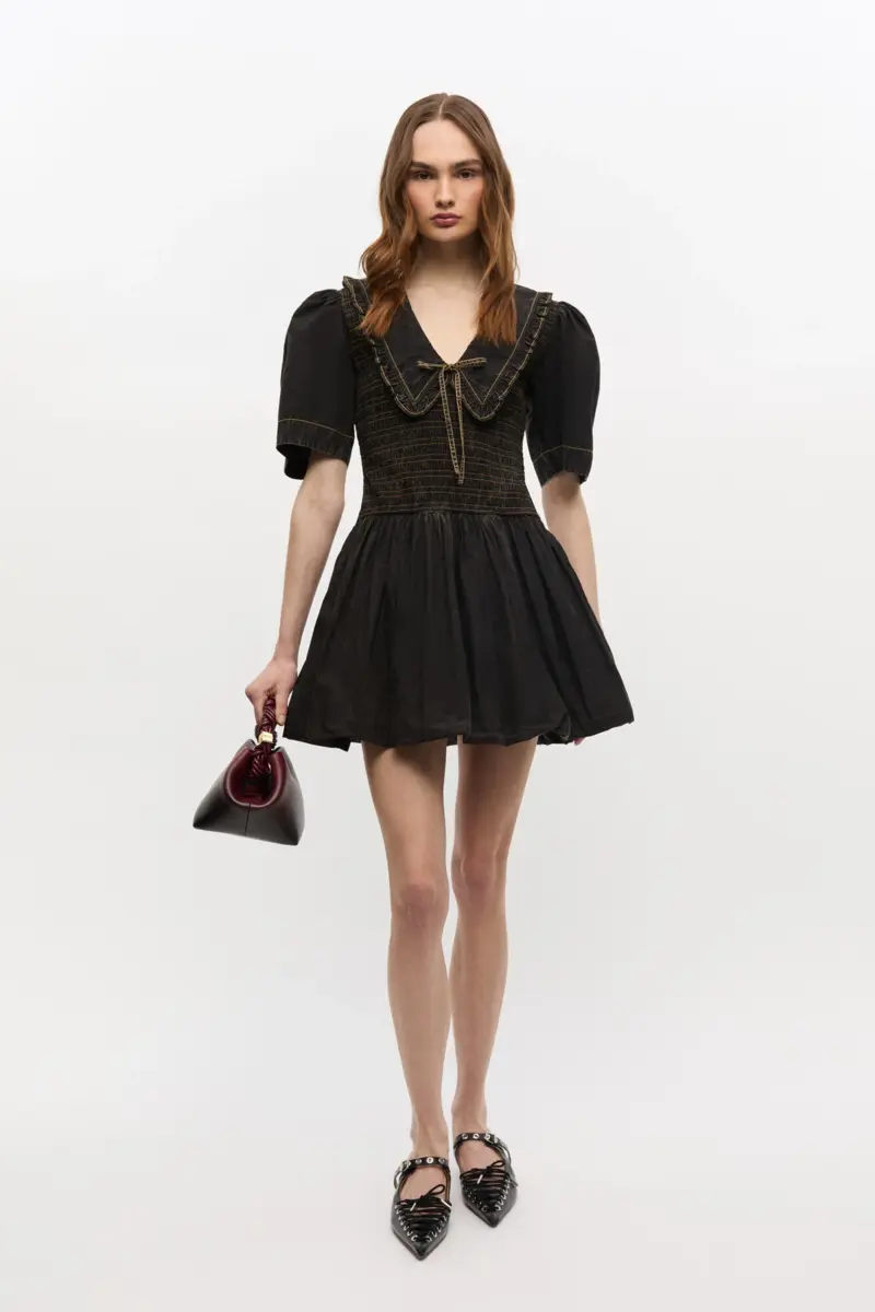Black Washed Smock Dress