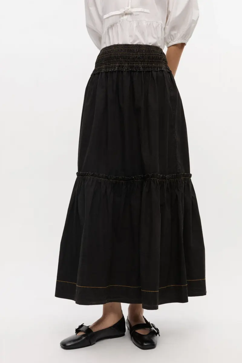 Black Washed Smock Skirt