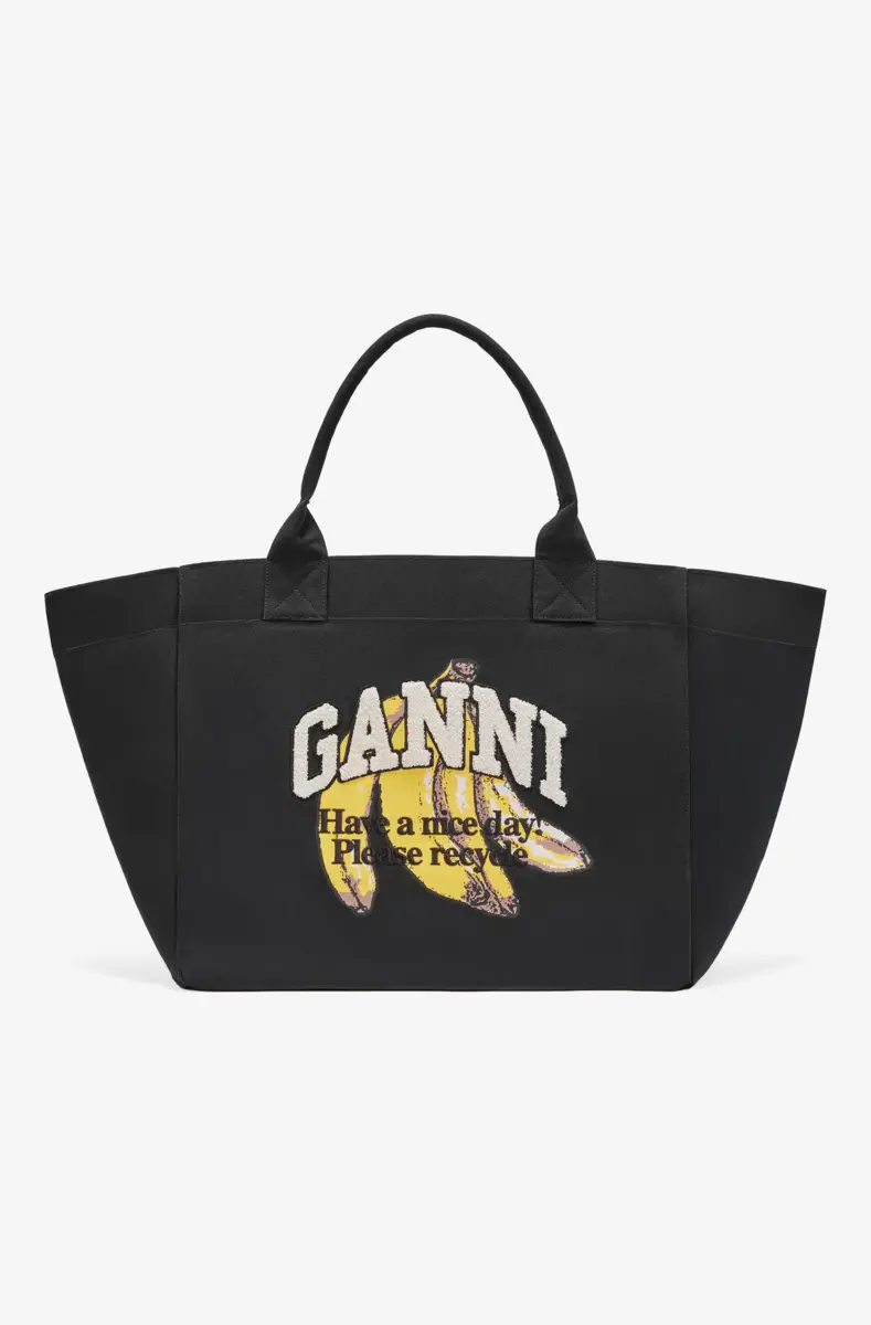 Black XXL Banana Print Tote