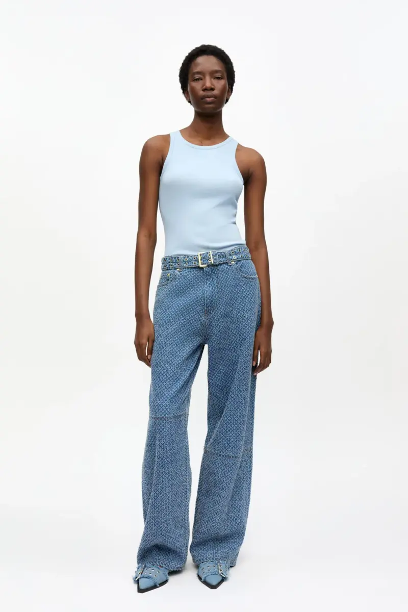 Blue Textured Izey Jeans