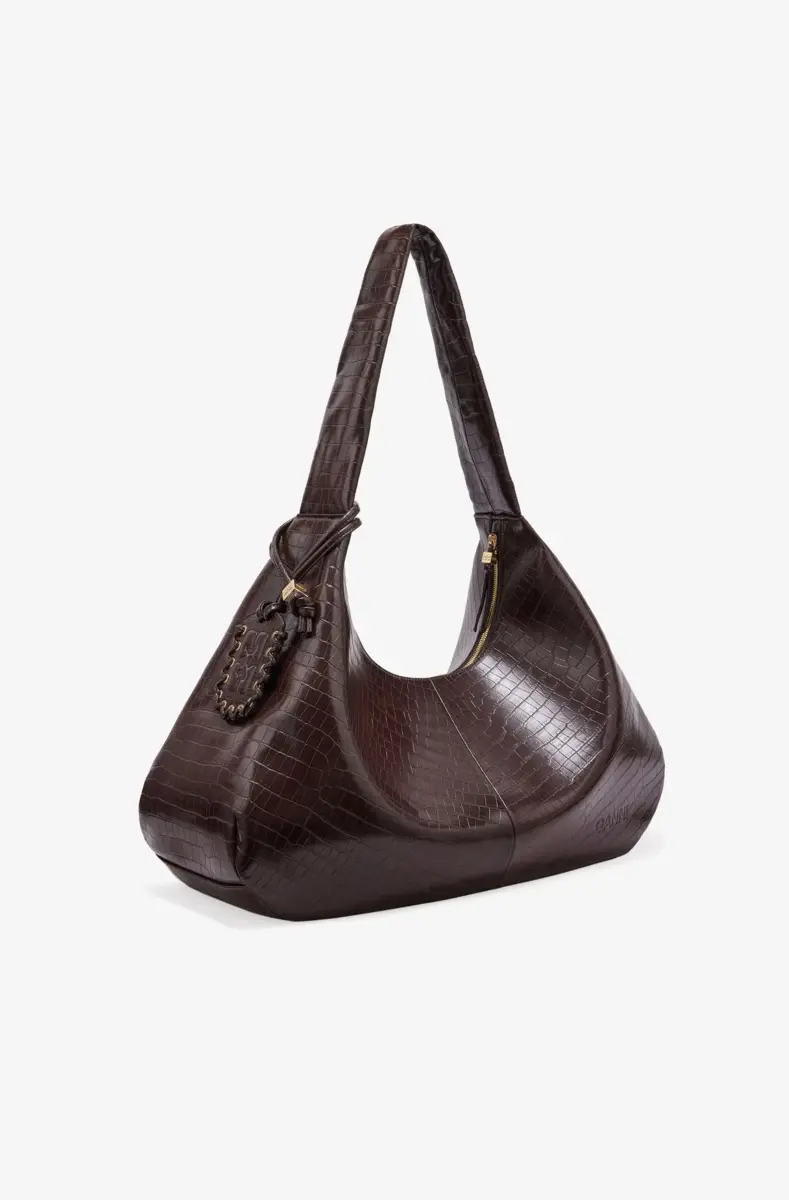 Brown Croco XXL Hobo Bag