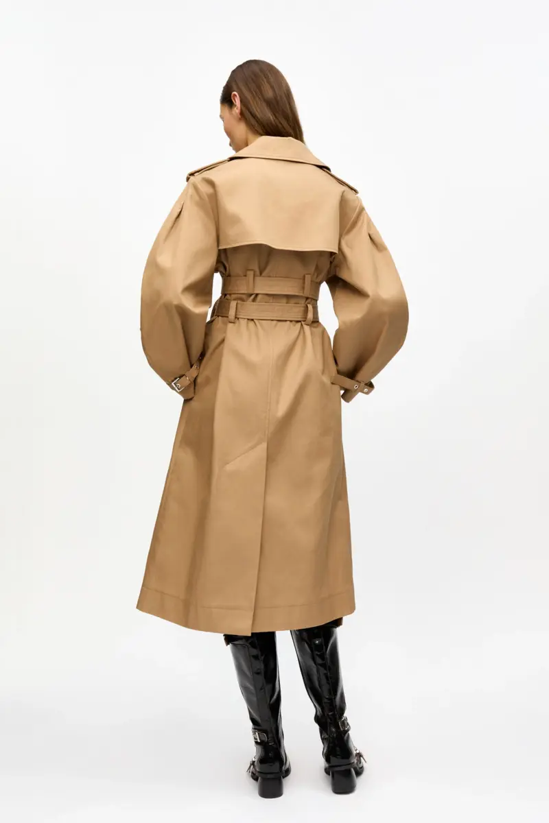 Camel Bonded Cotton Trench Coat