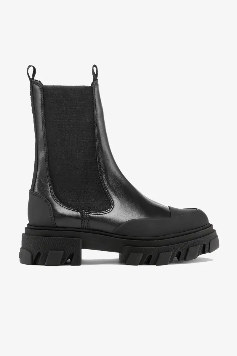 Cleated Mid Chelsea Boots in Black
