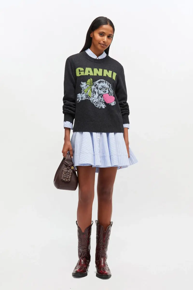 Dark Grey Puppy Wool Jumper