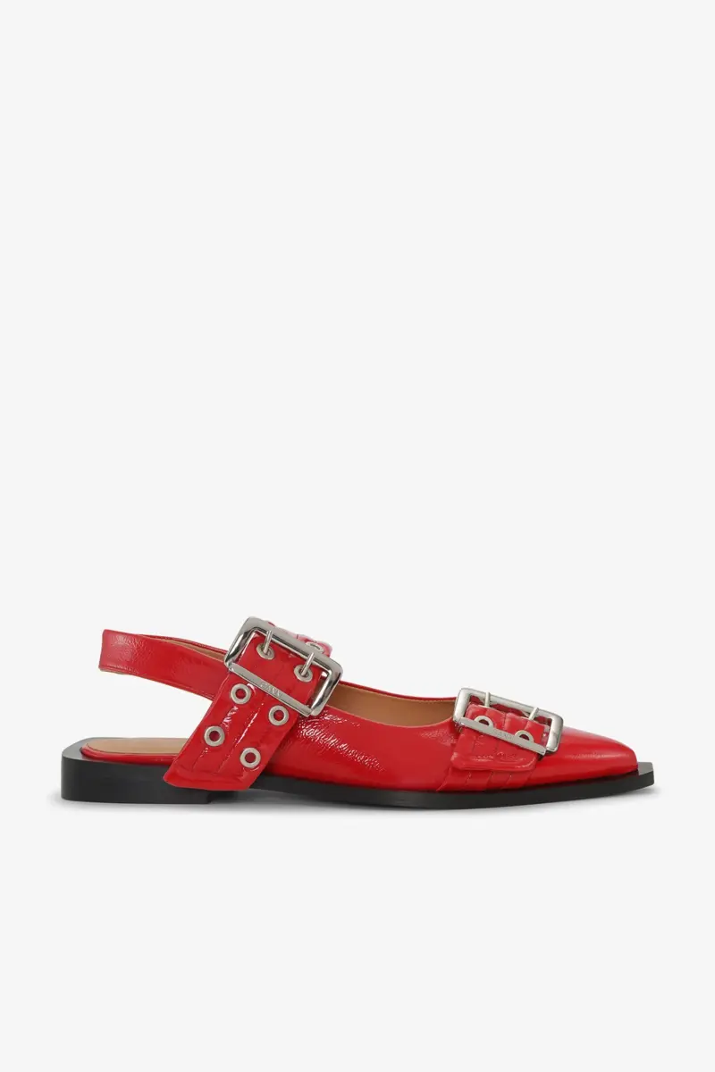 Feminine Buckle Ballerinas in Red
