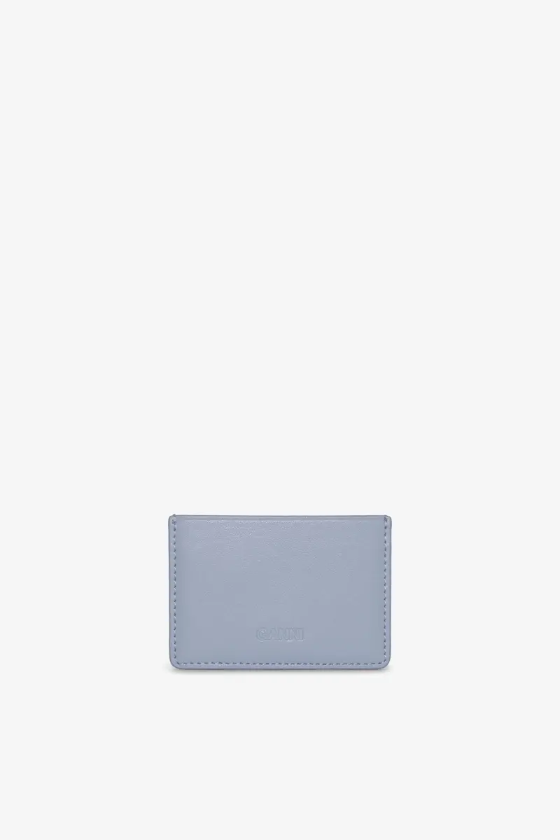 GANNI Bou Card Holder in Blue With Flap and Animals