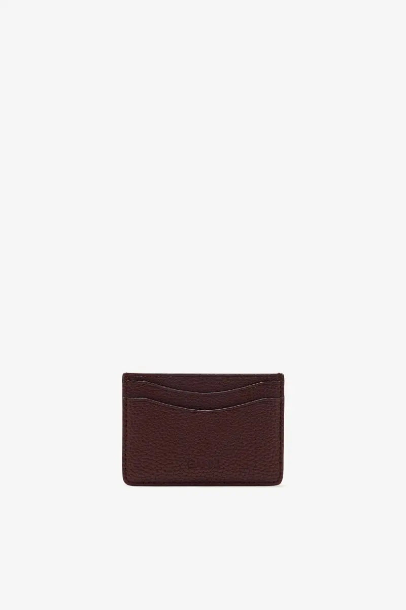 GANNI Card Holder in Grained Brown