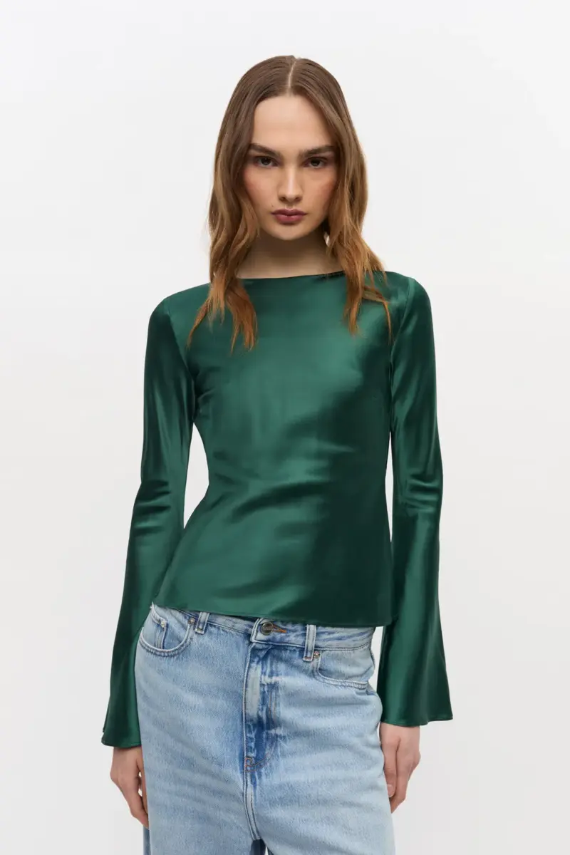 Green Satin Blouse