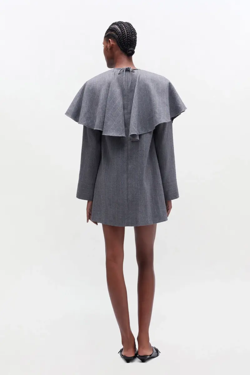 Grey Stripe Circle Collar Dress