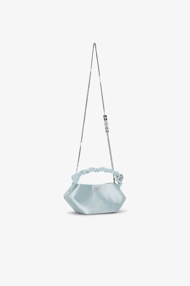 Icy Blue Satin Mini GANNI Bou Bag