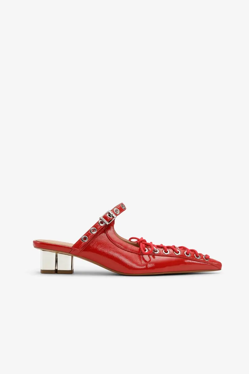 Lace-Up Mules in Red
