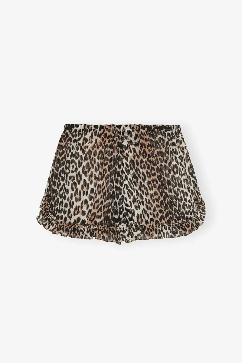 Leopard Chiffon Ruffle Shorts