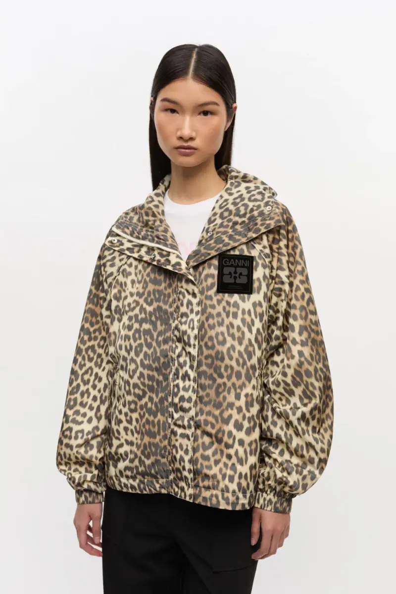 Leopard Print Nylon Jacket