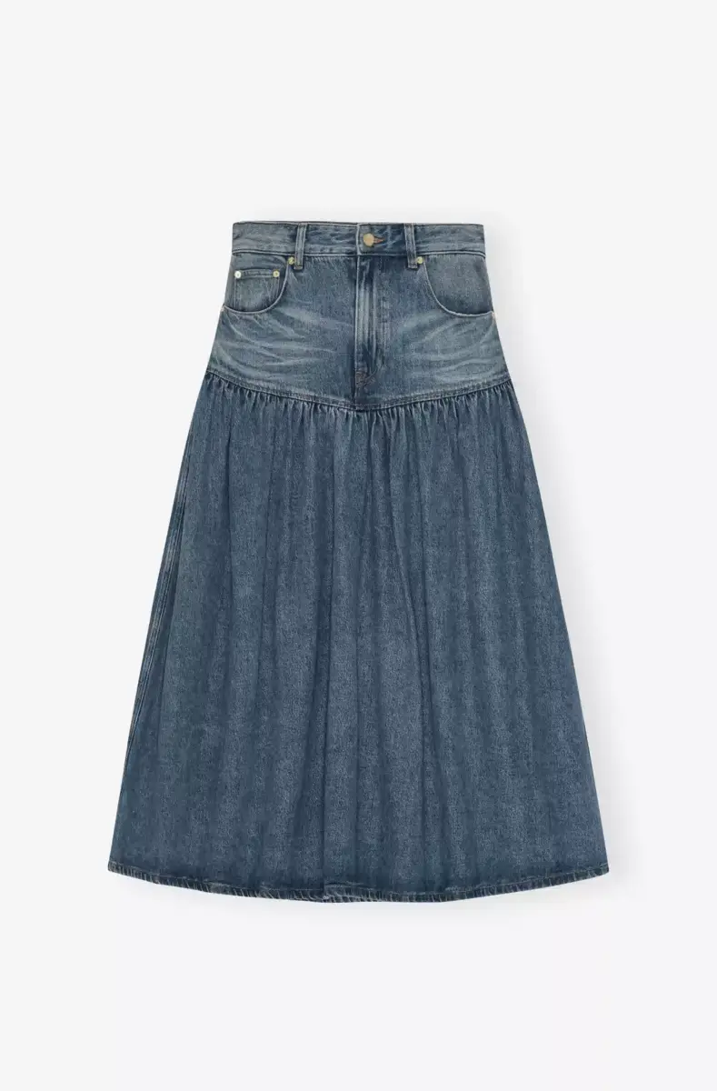 Mid Blue Washed Denim Skirt