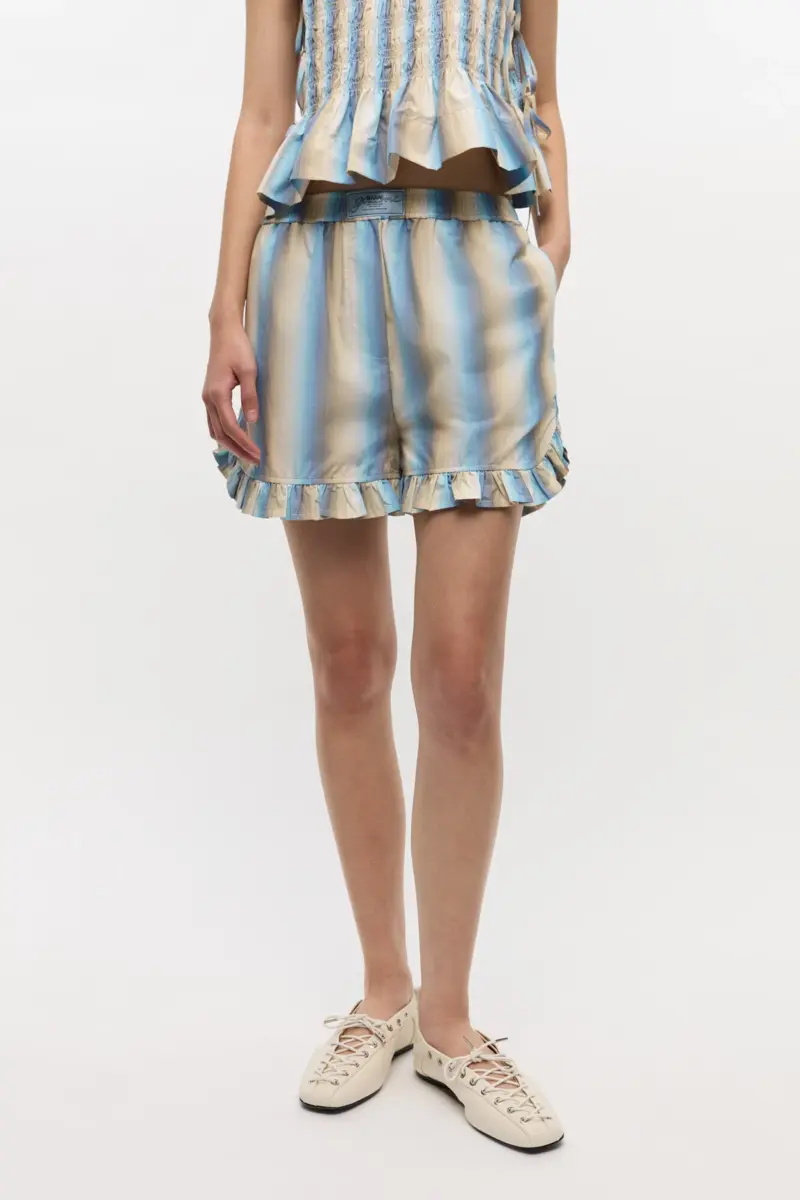 Ombre Stripe Ruffle Shorts