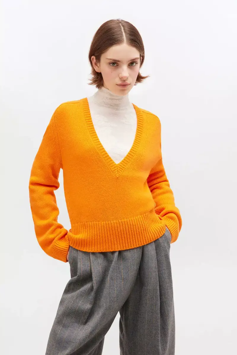 Orange V-neck Jumper