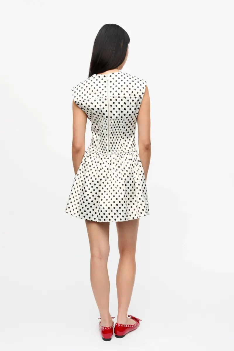 Polka-Dot Satin Corset Mini Dress