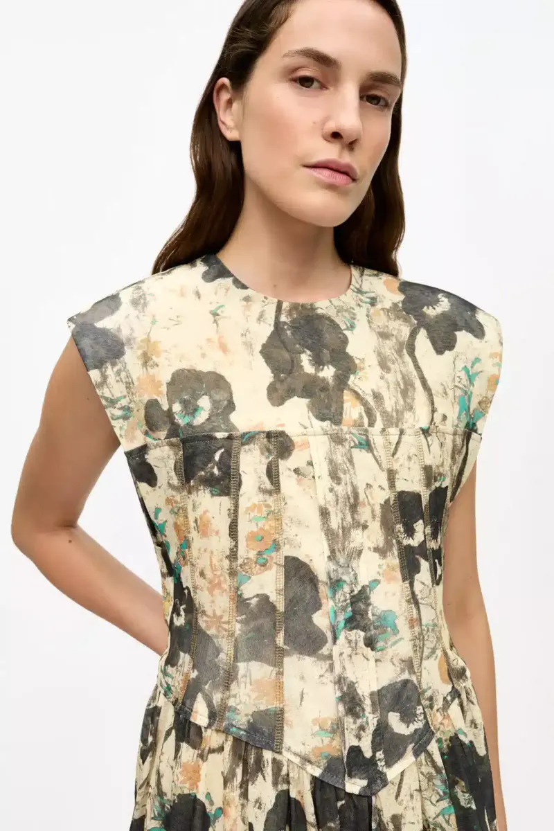 Printed Marl Mesh Corset Mini Dress Printed Marl Mesh Corset Mini Dress