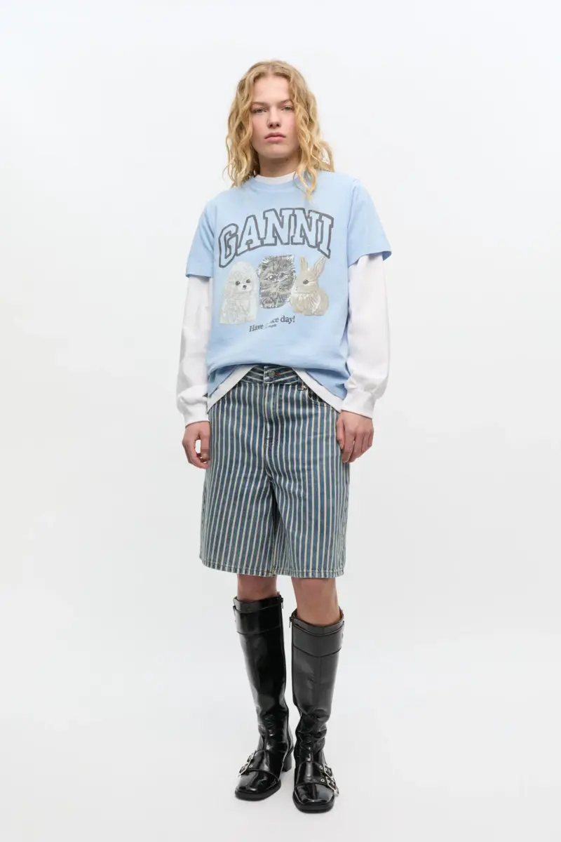 striped denim shorts 1 - Striped Denim Shorts