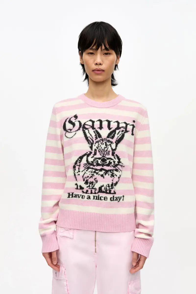 Striped Graphic Wool Bunny Jumper