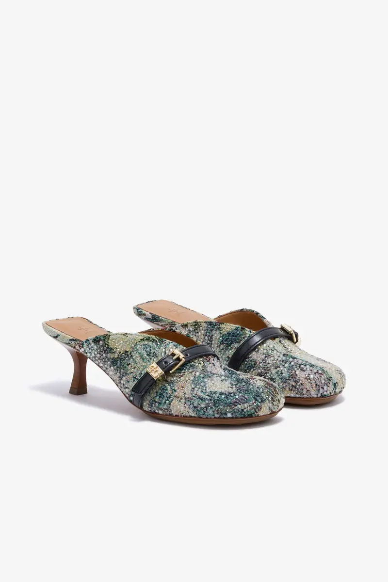 Sue Heeled Mules in Tapestry Sue Heeled Mules in Tapestry