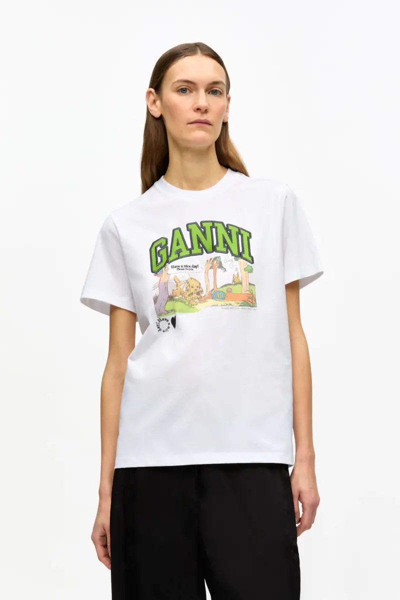 White Basic Jersey Poppy Relaxed T-shirt