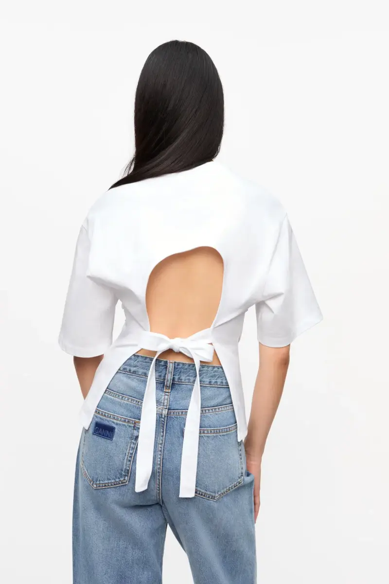 White Cotton Tie Back T-shirt