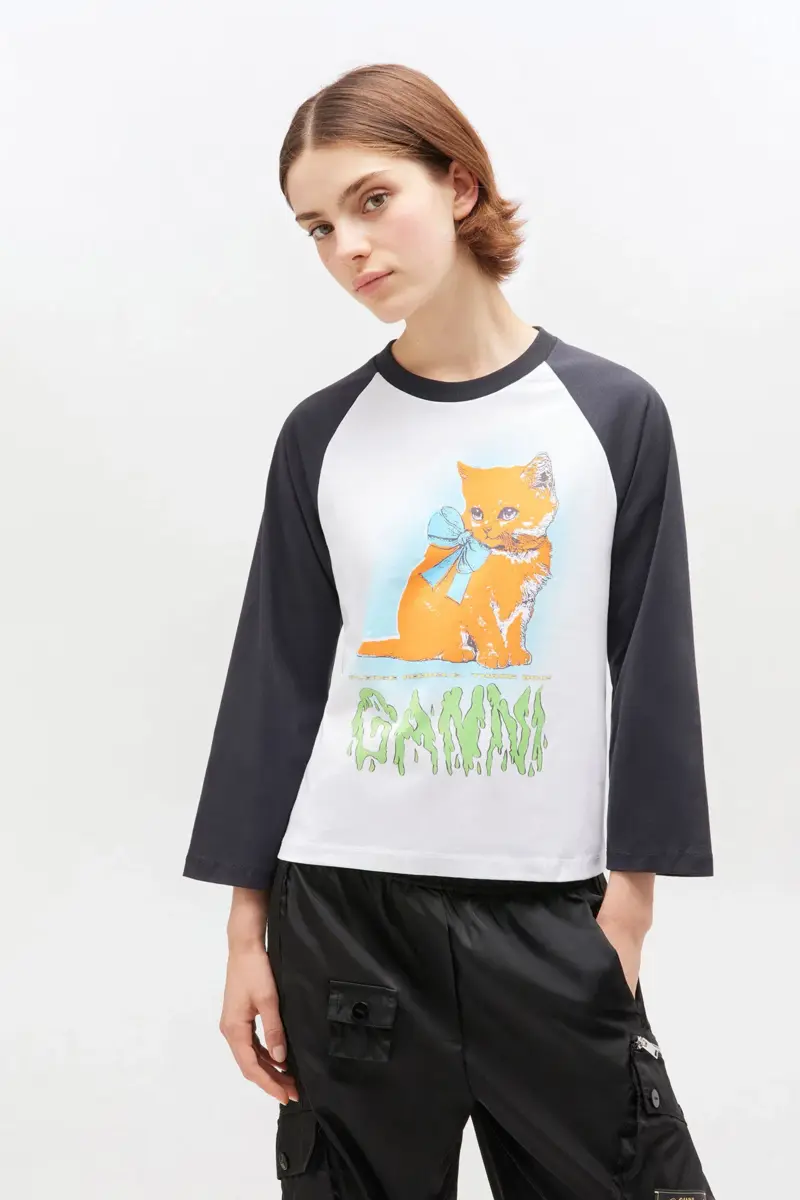 White Cropped Kitty T-shirt